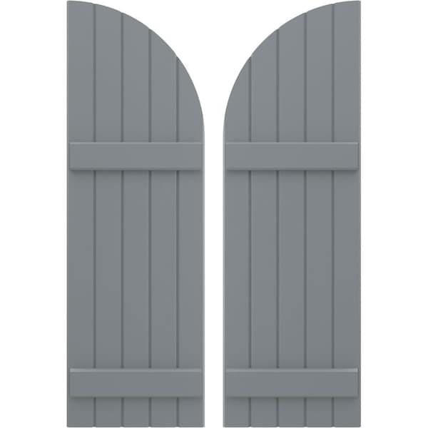 Ekena Millwork Americraft 5-Board (2 Batten) Wood Joined Board-n-Batten Shutters w/ Arch Top, ARW101BQ518X77CHH, PR ARW101BQ518X77CHH - main